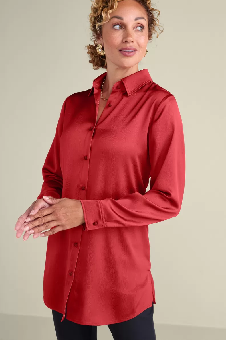 Soft Surroundings Satin Boyfriend Shirt Best Sale