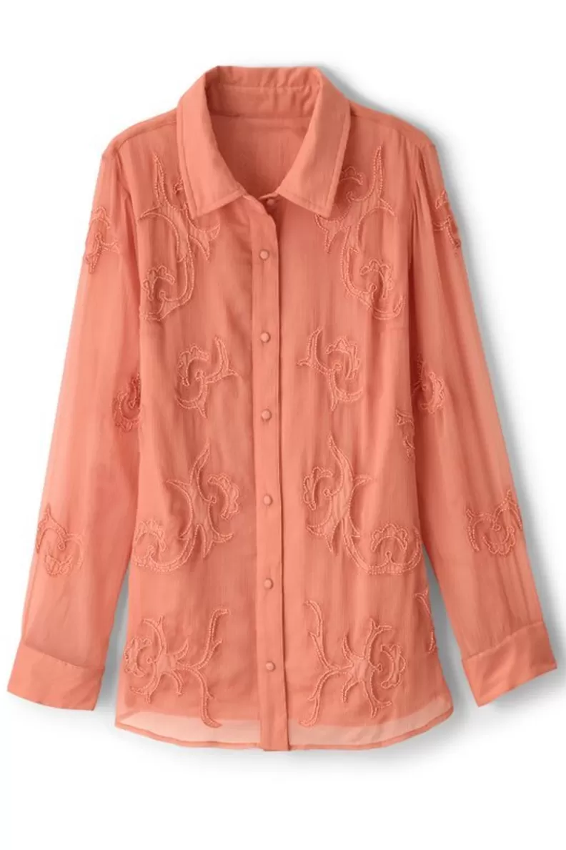 Soft Surroundings Savannah Embellished Tunic BurntCoral Sale