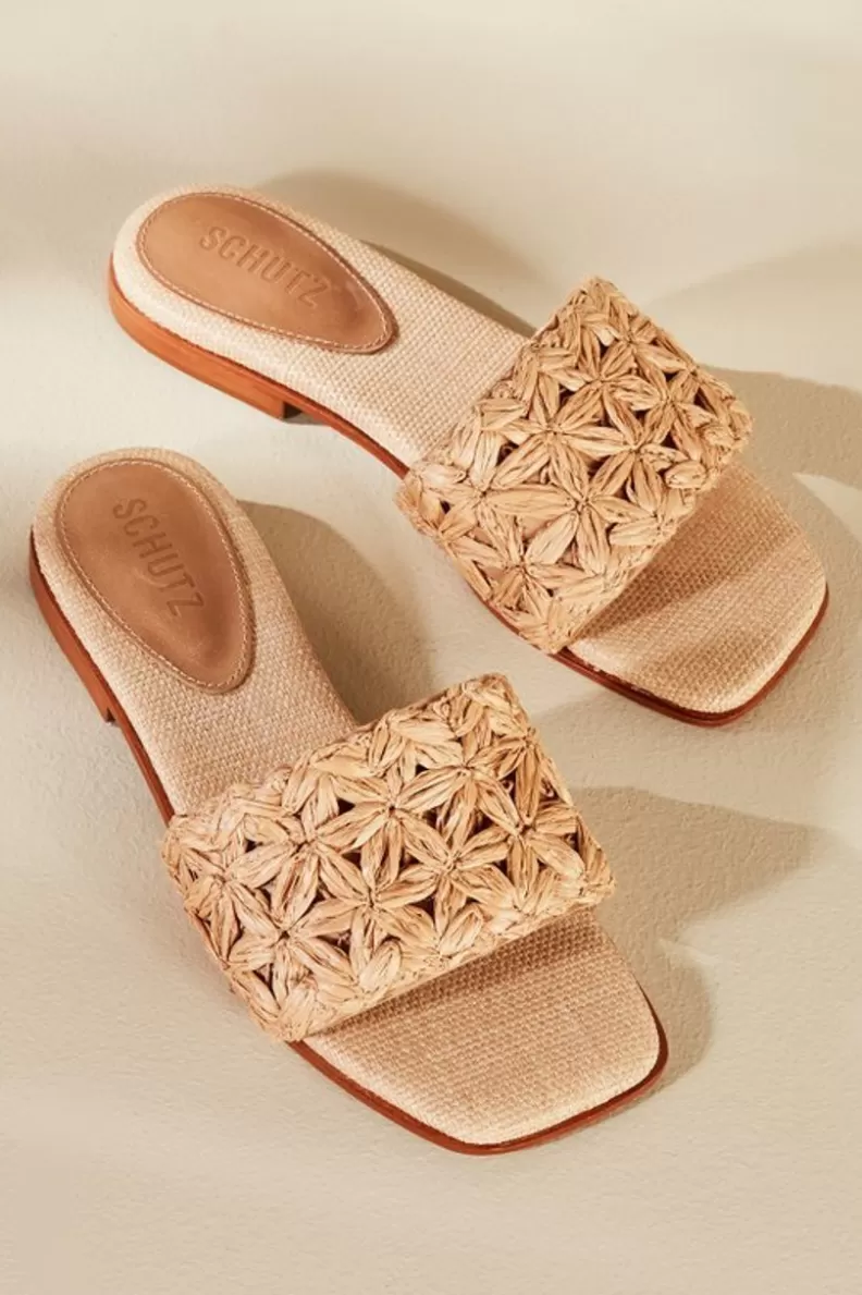 Soft Surroundings Schutz Ayla Raffia Slides Perola Outlet