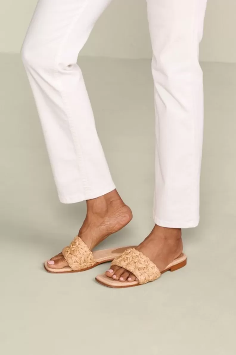 Soft Surroundings Schutz Ayla Raffia Slides Perola Outlet