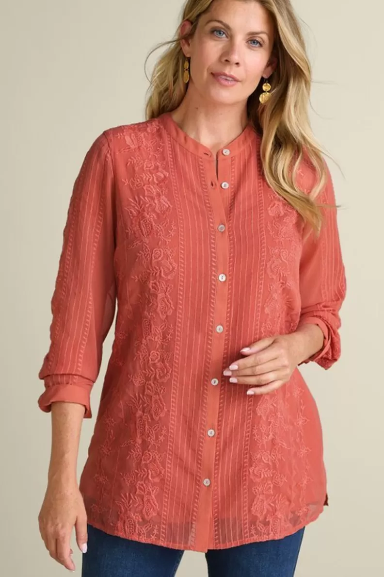 Soft Surroundings Serafine Embroidered Tunic ApricotBrandy Outlet