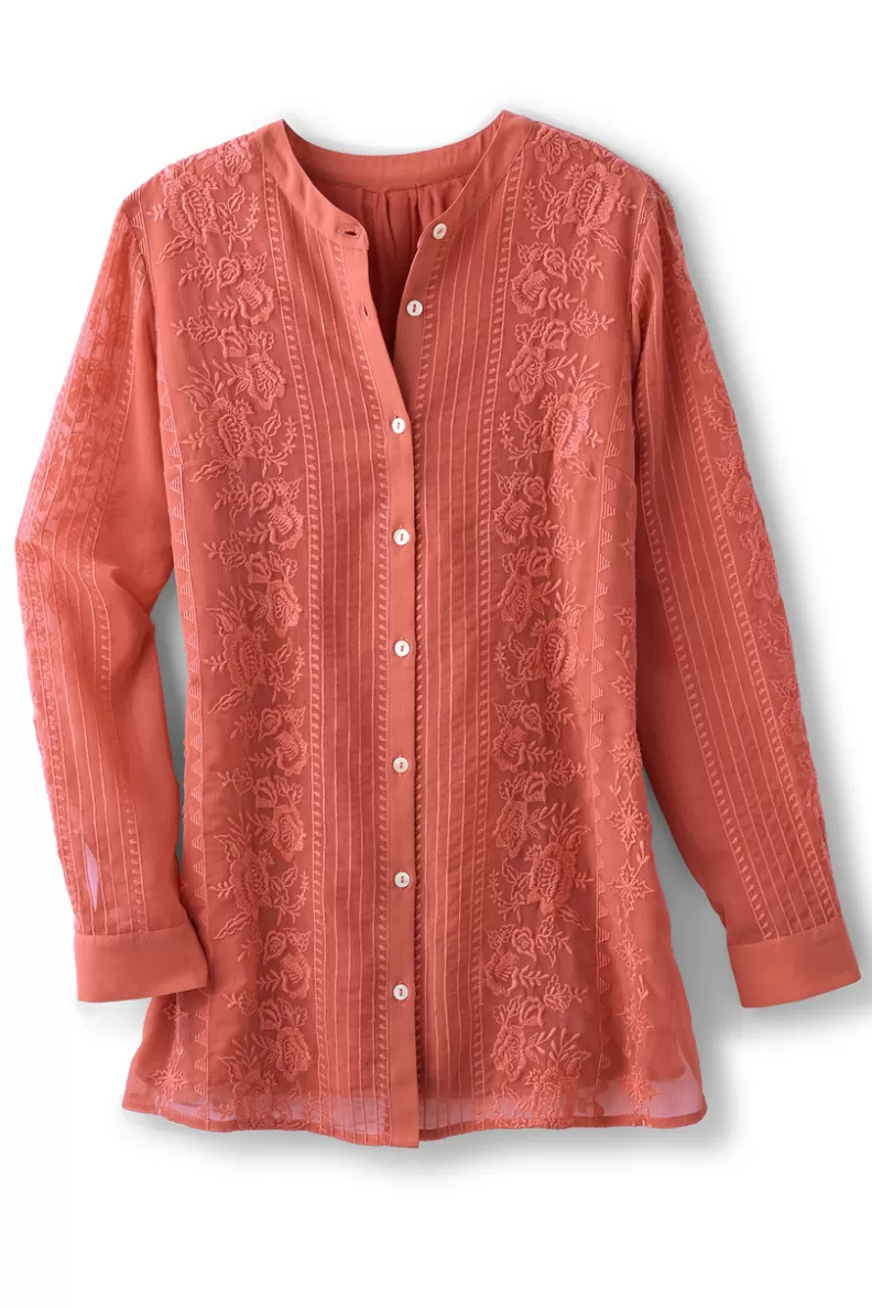 Soft Surroundings Serafine Embroidered Tunic ApricotBrandy Outlet