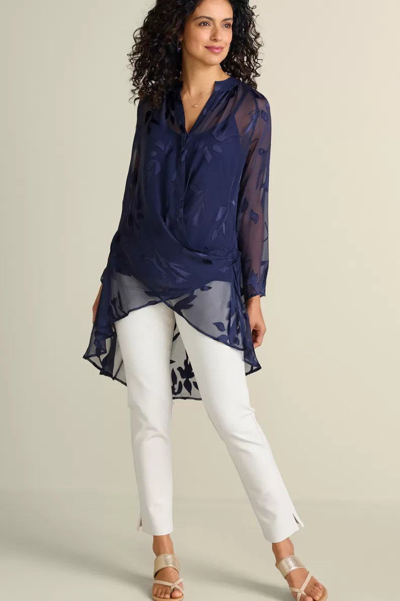 Soft Surroundings Silk Convertible Shirt & Cami Navy Discount