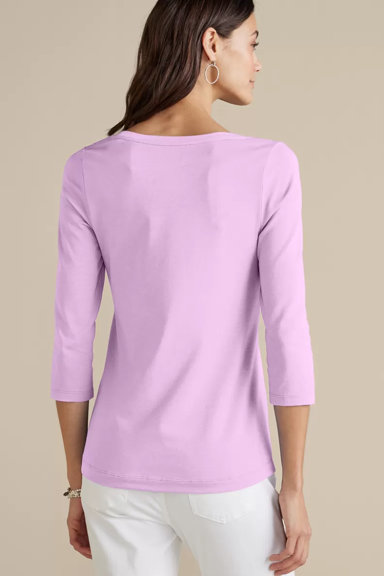 Soft Surroundings Soft Essential Supima 3/4 Sleeve Tee New