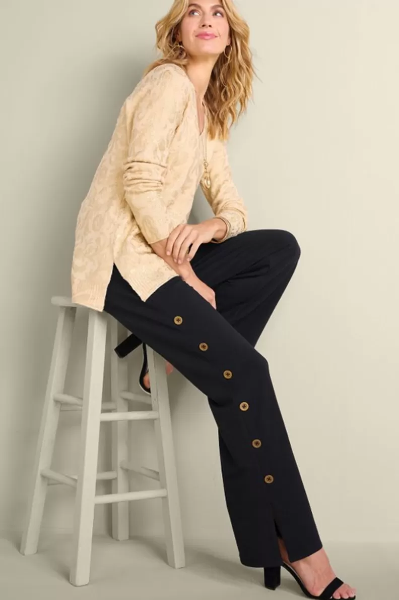 Soft Surroundings Sorrento French Terry Wide Leg Pants Black Cheap