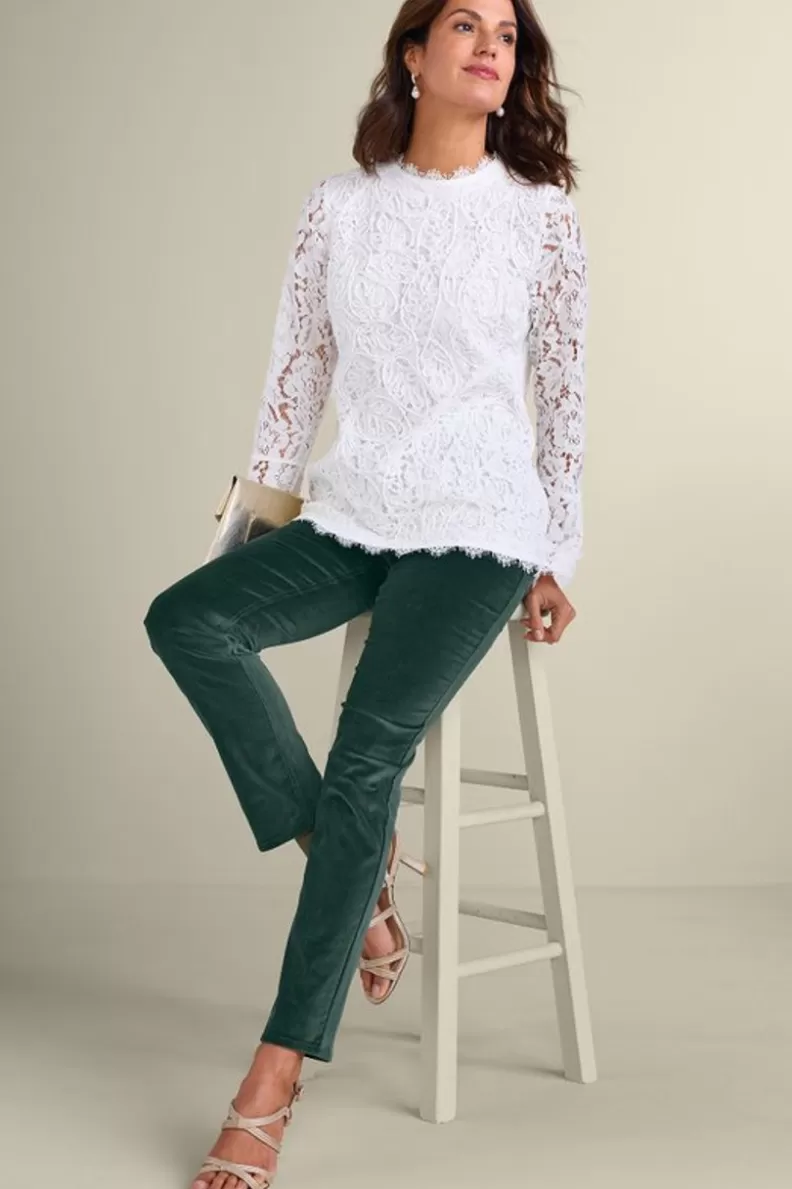 Soft Surroundings Sutton Velveteen Pull-On Slim Leg Pants Cheap