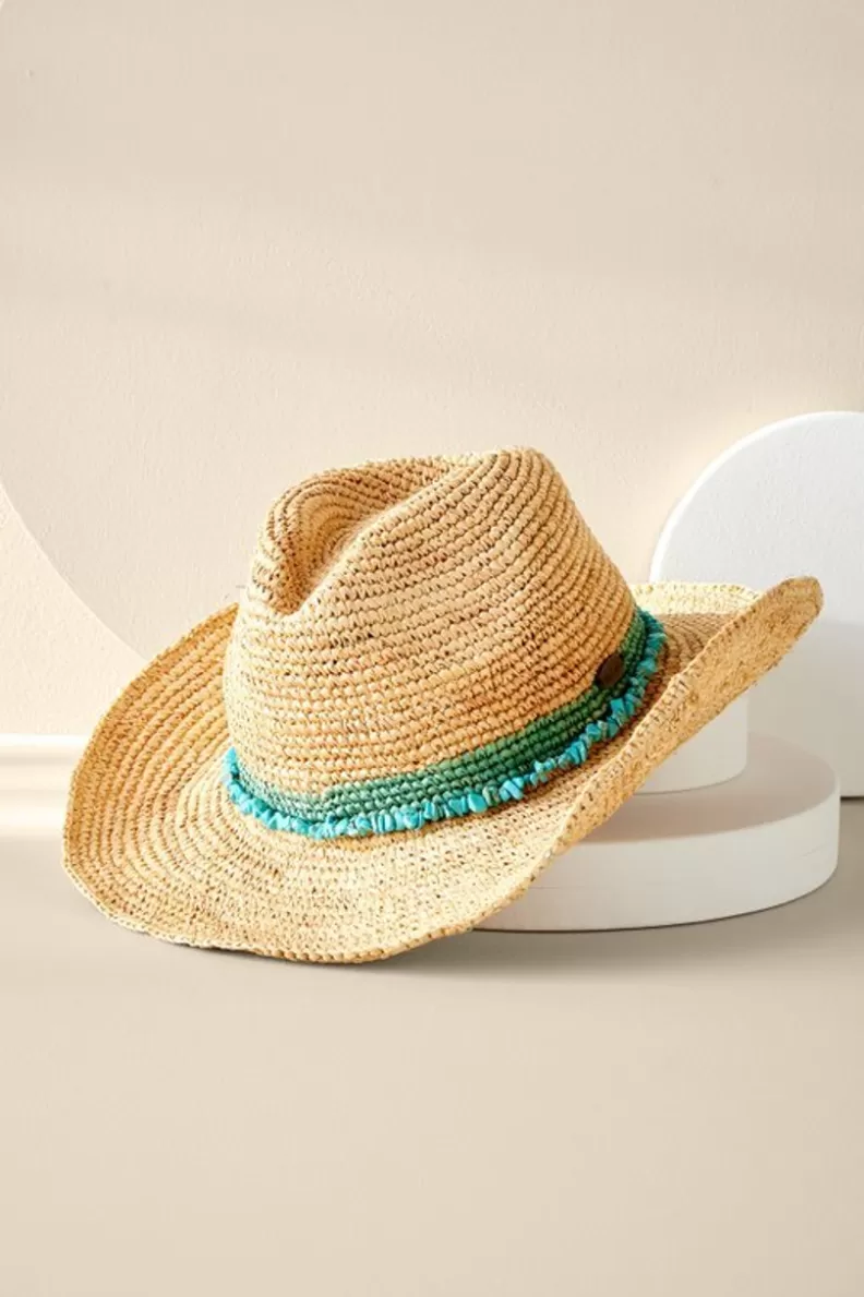 Soft Surroundings Tahitian Cowboy Hat Turquoise New