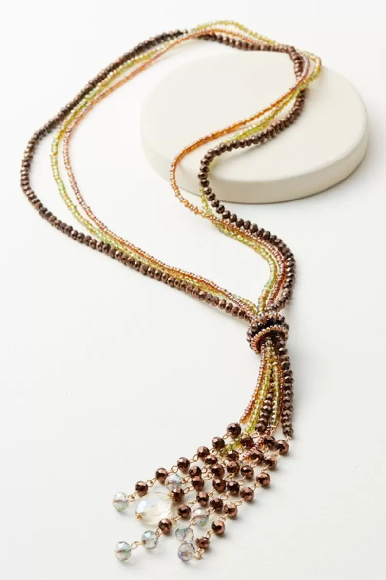 Soft Surroundings Taylor Beaded Tassel Necklace Coffee Best Sale