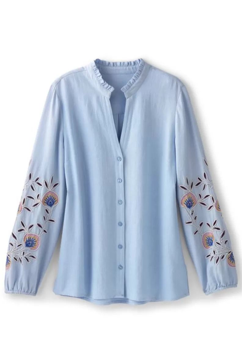 Soft Surroundings Titania Embroidered Top ChambrayBlue Sale
