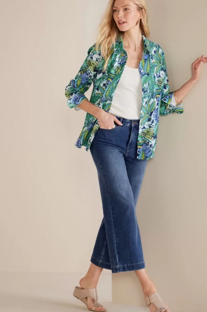 Soft Surroundings Ultimate Denim Wide Leg Crop Jeans MirrorLakeWash Online
