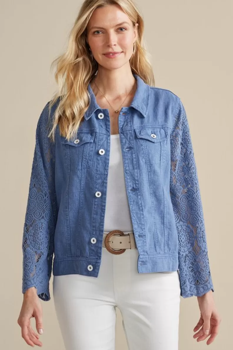 Soft Surroundings Varese Linen Blend Jacket ColonyBlue Best