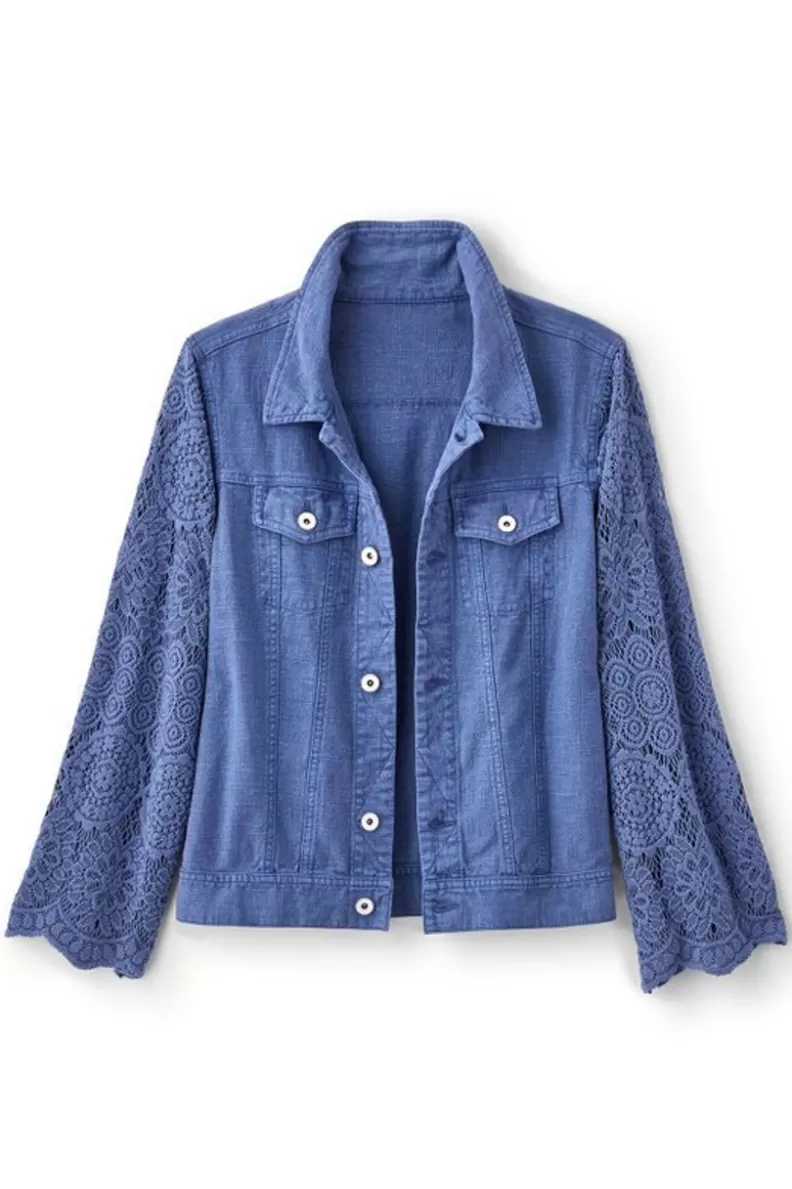 Soft Surroundings Varese Linen Blend Jacket ColonyBlue Best