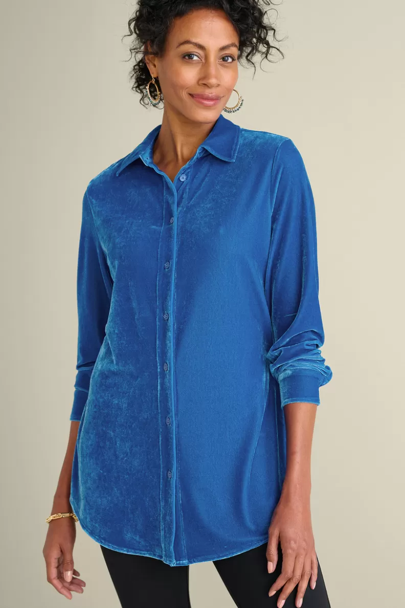 Soft Surroundings Velvet Boyfriend Tunic Shirt Fashion