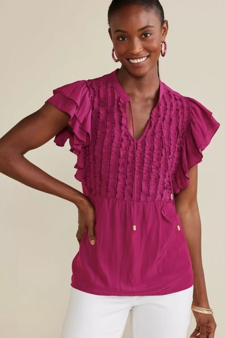 Soft Surroundings Victoria Ruffle Tunic Sangria Cheap