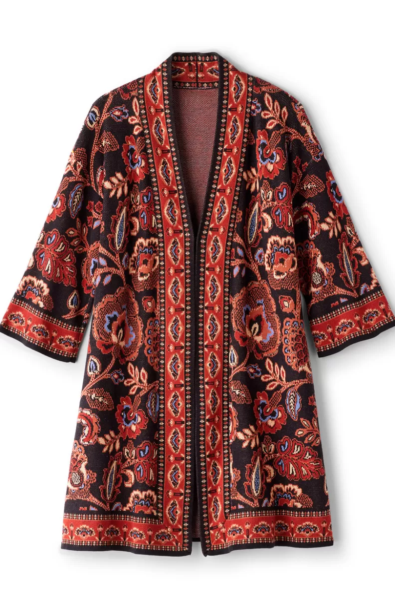 Soft Surroundings Vitrine Jacquard Cardigan FallGarden Hot