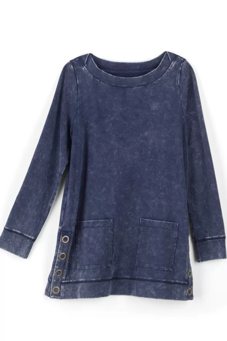 Soft Surroundings Washed Make It Snappy Pullover DenimBlue Sale