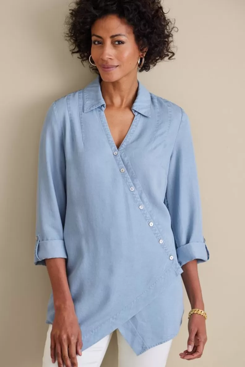 Soft Surroundings Washed Tencel™ Tunic LightWashDenim Sale