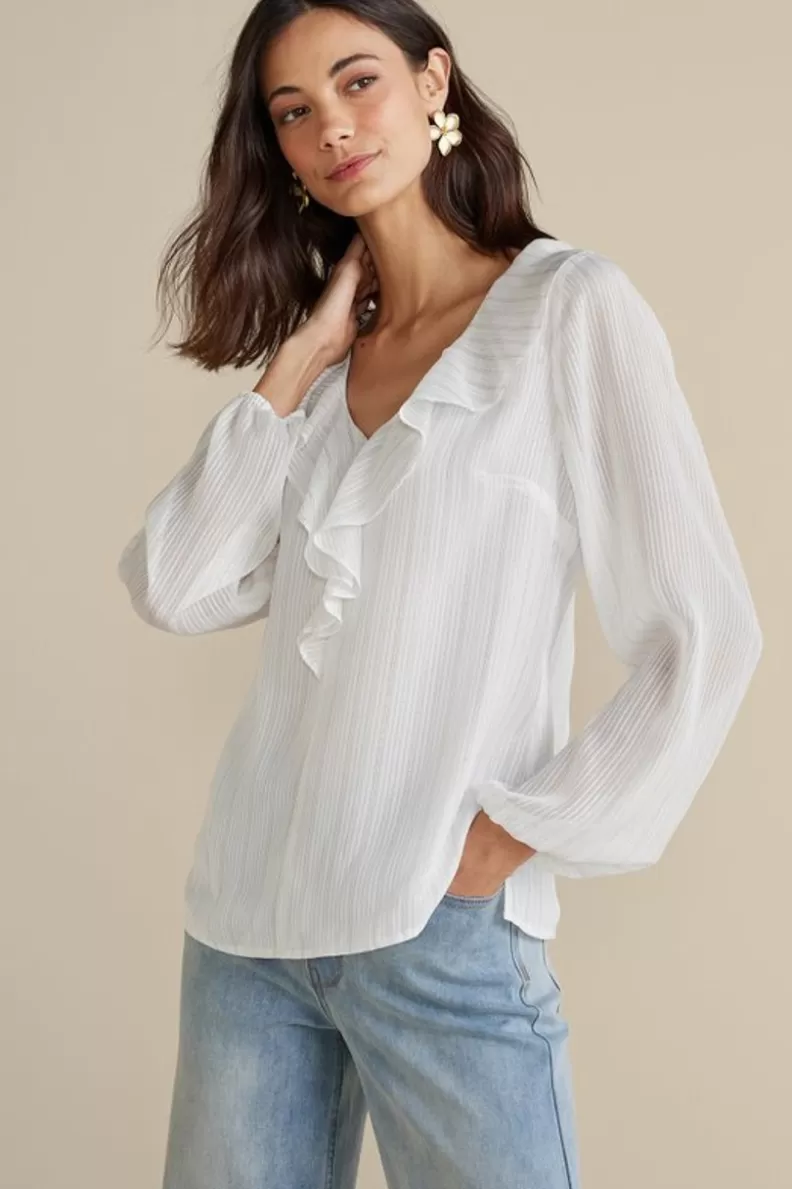 Soft Surroundings Xenia Ruffle Top PurpleFloral Online
